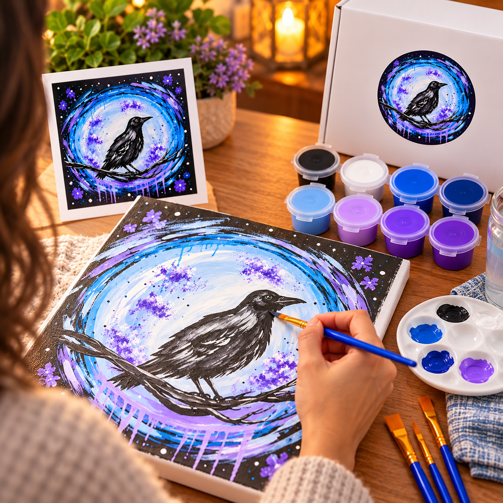 Holiday Crow-Halloween Bird-DIY Acrylic Painting Kit