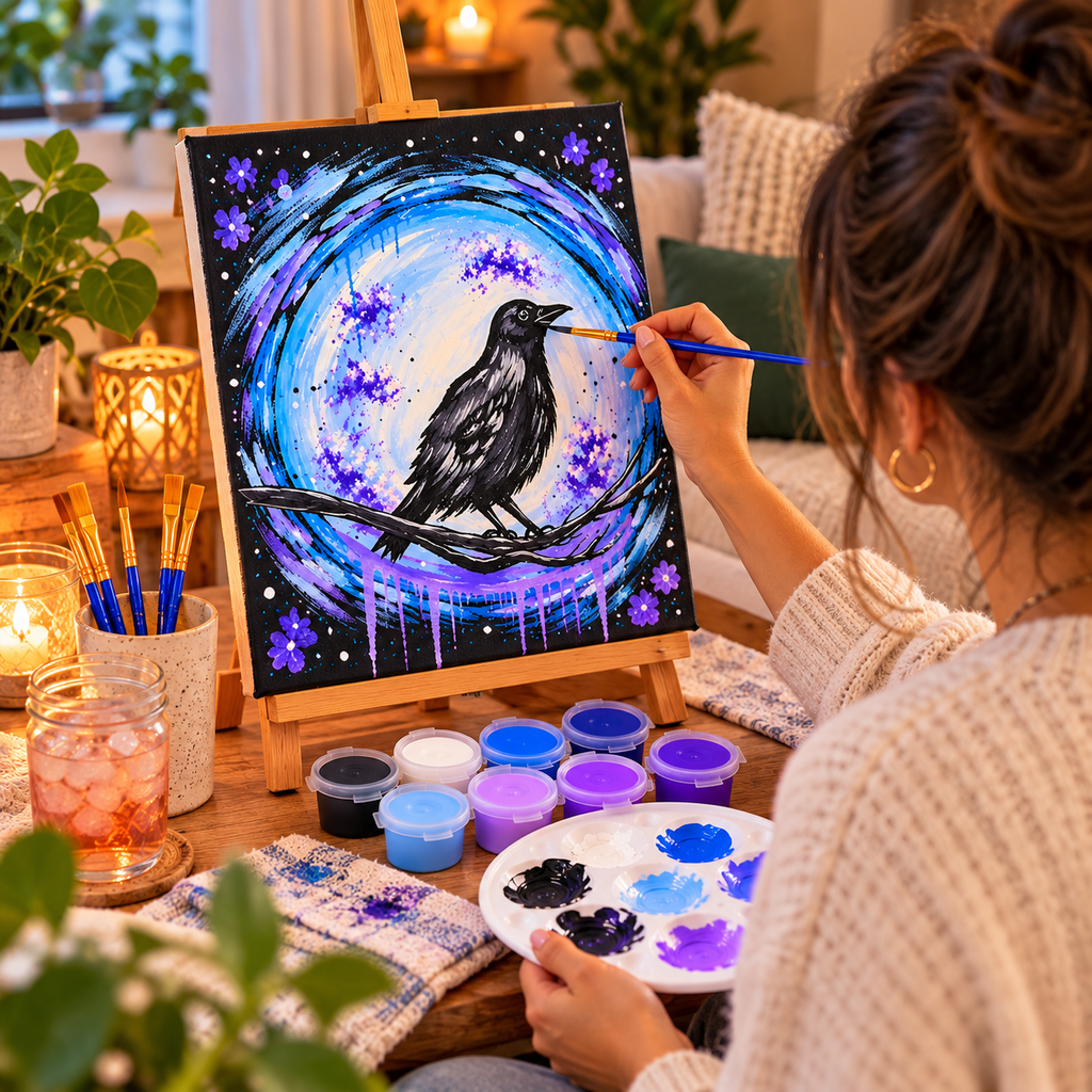 Holiday Crow-Halloween Bird-DIY Acrylic Painting Kit