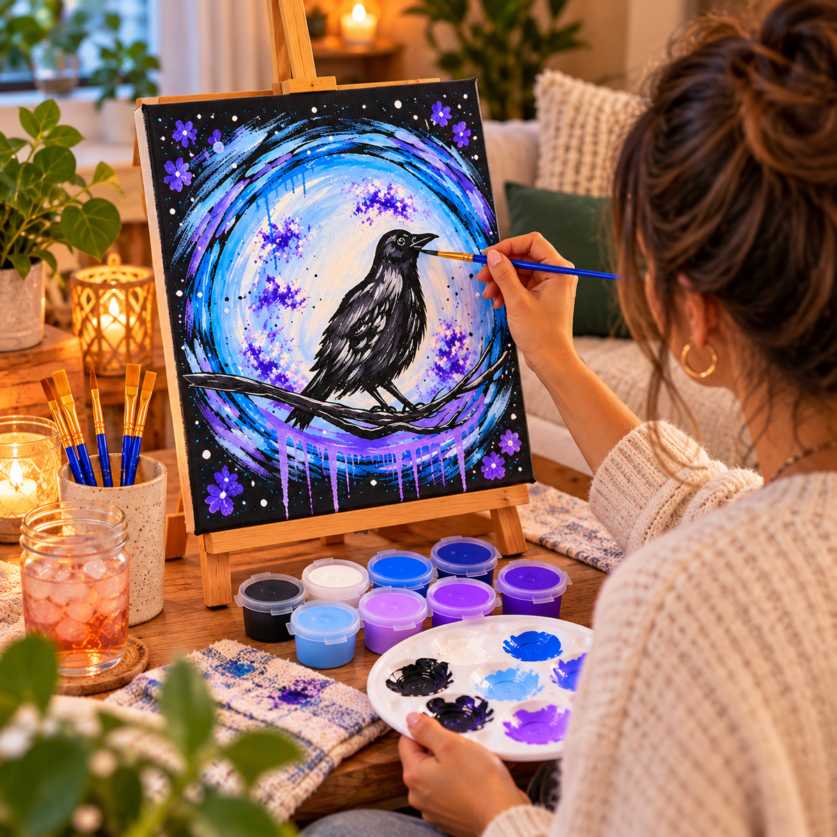 Holiday Crow-Halloween Bird-DIY Acrylic Painting Kit