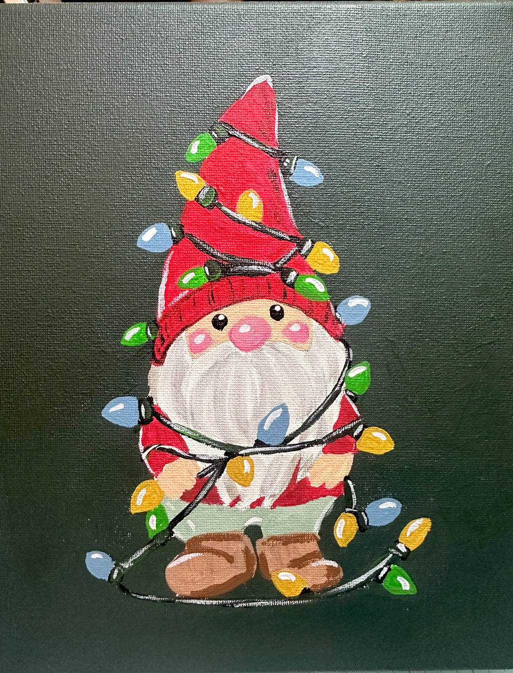 Winter Gnome wrapped in lights