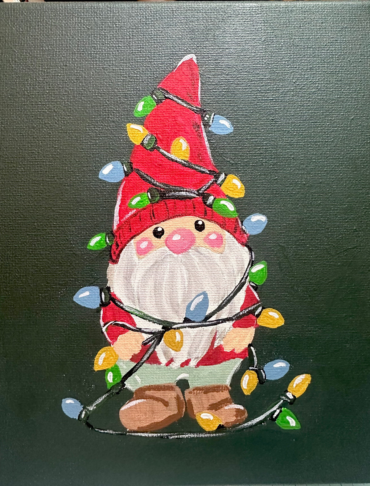 Winter Gnome wrapped in lights
