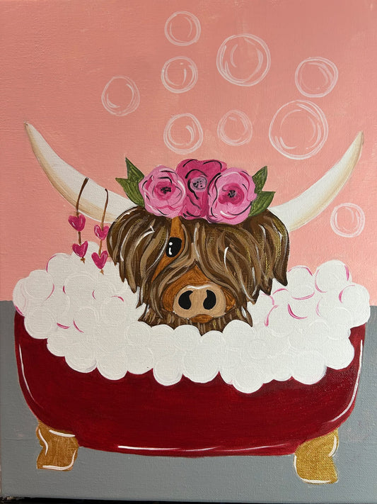 Cow in a bathtub